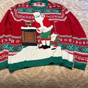 Men’s XL Festive Red and Green Christmas Sweater. Worn once.
